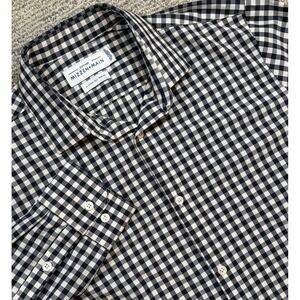 Mizzen + Main Shirt Men's XLT Check White Black Trim Tall Leeward Button Up EUC